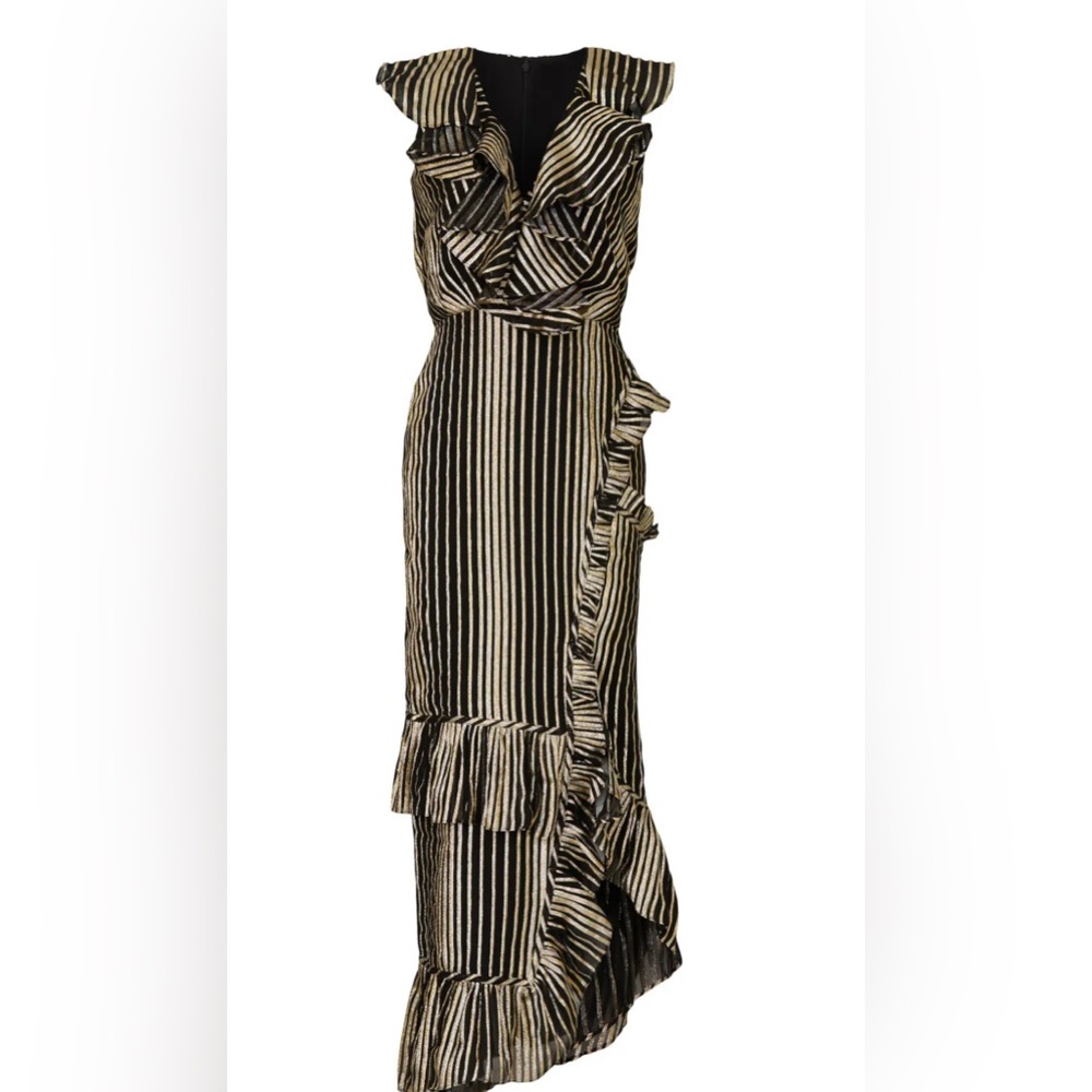 Saloni designer Anita dress in black and gold